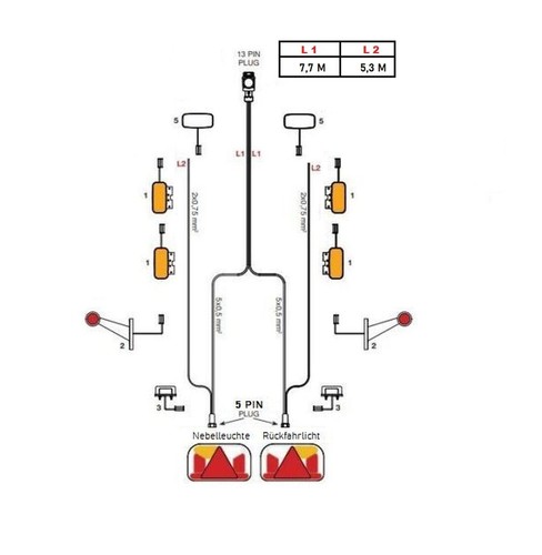 Kabelsatz anhänger 7m - kabelsatz, 7,7m